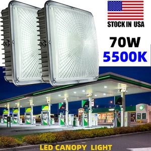 LED Canopy Light 70W Waterproof IP65 5500K White Gas Station Warehouse Lamps - Picture 1 of 22
