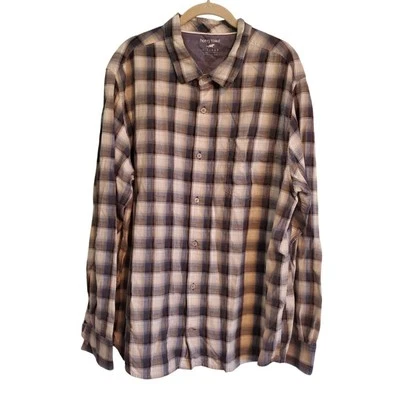 Horny Toad Cream Blue Brown Plaid Long  Sleeve Button Up Front Shirt Size XL - Image 1 of 4