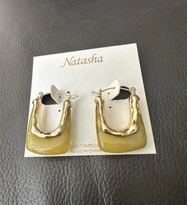 Natasha gewellte Creolen/ Gelb/ Resin/ Gold - Bild 1 von 2