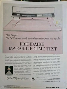 1962 Frigidaire pink washer washing machine lifetime test vintage ad - Picture 1 of 1