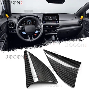 Real Carbon Fiber Front A Pillar Decor Triangle For Hyundai N Kona N 2022-23 2PC - Picture 1 of 14