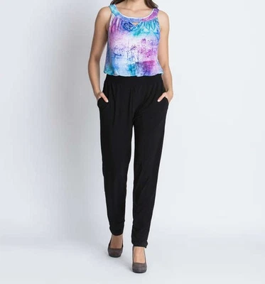 Overall schwarz 34 Damen Einteiler Overall mit Druck ärmellos 8.9082 - Bild 1 von 3