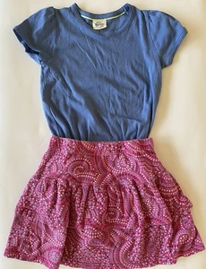 Girls size 9-10 Mini Boden Shirt & size 10 LL Bean Skort Blue Pink White, Cotton - Picture 1 of 11