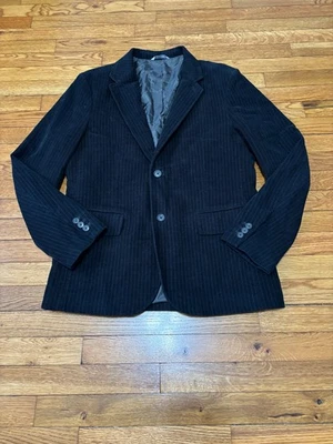 Gap Mens Blazer Jacket Sz Medium Black w/ Gray Stripe Velvet 2 Button Sport Coat - Image 1 of 4