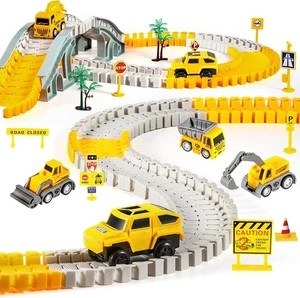 FlexTrack Bauspielzeug mit 6 Baggern Brücke Schiene Rennbahn Kinder Spielzeug - Bild 1 von 7