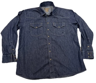 Ariat Denim Snap Shirt Men’s XL Western Rodeo Country Button Down Logo - Image 1 of 4