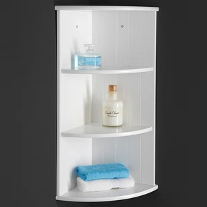 Estante de esquina de baño blanco organizador de almacenamiento flotante montado en la pared de 3 niveles - Imagen 1 de 3