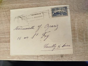 LETTRE FRANCE DU VOYAGE INAUGURAL DU PAQUEBOT " NORMANDIE "29 MAI 1935 #2 - Picture 1 of 2