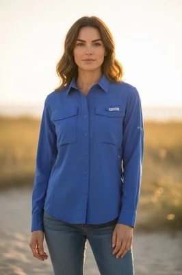 Women's Columbia PFG Long Sleeve Omni-Shade Vented Fishing Shirt Size S/P - Image 1 of 4