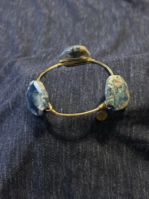 Brazalete Brazalete Bourbon and Boweties Piedra Azul Chapado en Oro Natural Foto 1 de 3