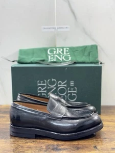 Green George Scarpa Uomo Mocassino Pelle Nero Fondo Vibram Luxury Handmade 41 - Imagen 1 de 6