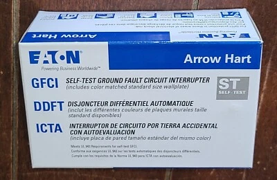 Eaton Arrow Hart GFCI Self-Test Ground Fault Circuit Interrupter -Ivory- #SGF15V - Image 1 of 4