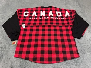 NEW Disney Spirit Jersey Adult Large Black Red Canada Epcot Plaid Mickey Mouse - Picture 1 of 9
