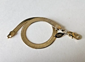 Bracciale catena spina di pesce tono oro vintage firmato gioielli a strati 7,5" - Foto 1 di 6
