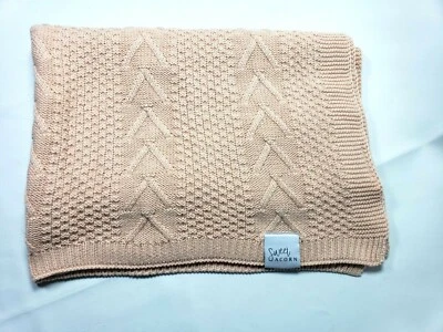 Manta bebé tejida, hilo de algodón orgánico, 30 x 43,5" (peonía) rosa coral melocotón Foto 1 de 4