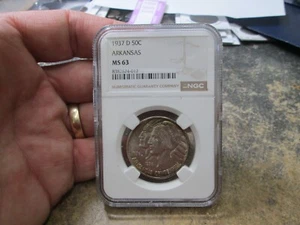1937 D ARKANSAS COMMEMORATIVE HALF $ Coin IN NGC MS63 UNCIRCULATED CONDITION - Picture 1 of 4