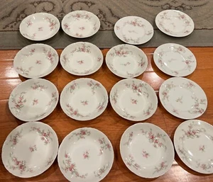 HAVILAND LIMOGES Pink Floral Sauce Fruit 11 Bowl 6”  & 5 Plate - Picture 1 of 10