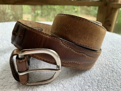 Cinturón Silver Creek Para Hombres 42 Cuero Envejecido Marrón Western Plata Hebilla EE. UU. Foto 1 de 4