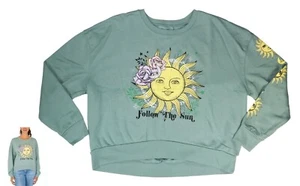 Rebellious One Follow the Sun langärmeliges Junioren-Sweatshirt neu mit Etikett chinesisch grün - Bild 1 von 1