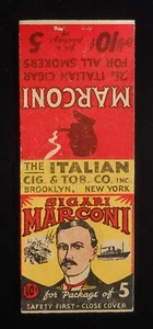 1930s SAFETY FIRST Sigari Marconi Italian Cigar Tobacco Co. RADIO Brooklyn NY MB - Foto 1 di 2