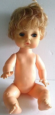 Muñeca bebé Eegee 10UU 10" de alto cabello rubio ojos azules cierre abierto vinilo usado en excelente estado ce Foto 1 de 4