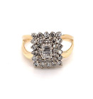 Estate Genuine Diamonds 1.20TCW Cluster Solid 14K Yellow Gold Ring Free Sizing