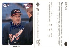 Jeff Cox Signed 1996 Best Greenville Braves #1 Card Auto AU