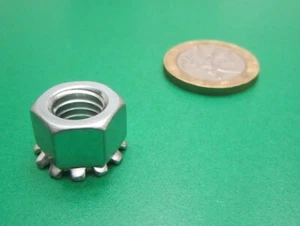 Zinc Grade 2 Tooth Washer Hex Nut KEPS 3/8-16 x 9/16 Width x 3/8 Height. -100Pcs - Picture 1 of 12