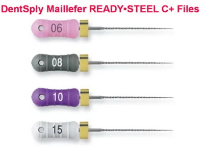 DentSply Maillefer READY•STEEL C+ Files, (06,08,10,15) (21 mm, 25 mm) 6/pack