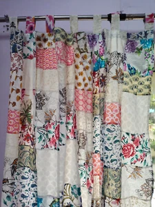 10 pc set of Colorful Curtain, Recycled Silk Patchwork Curtain- 10 Colors Set - Picture 1 of 6