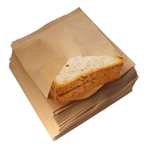 100 Pcs Waxed Paper Sandwich Bags Kraft Bakery Cookie Bags Paper Treat Bags - Picture 1 of 5