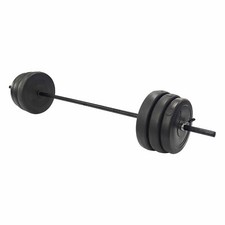 Everyday Essentials Home Gym Steel Barbell Vinyl Weight Lifting Set, 100 Pounds