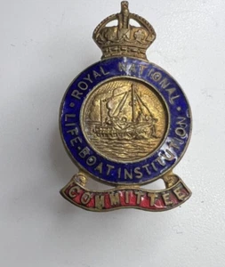 Royal National Lifeboat Institution committee Lapel Badge Pre 1952 40x24 mm - Picture 1 of 2