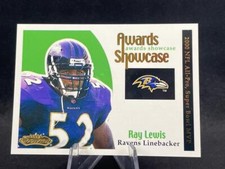 2001 FLEER SHOWCASE RAY LEWIS #8 ROOKIE AWARDS SHOWCASE BALTIMORE RAVENS RC