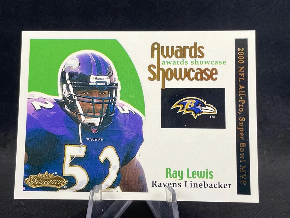 2001 FLEER SHOWCASE RAY LEWIS #8 ROOKIE AWARDS SHOWCASE BALTIMORE RAVENS RC - Image 1 of 2