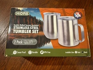 Insulated Stainless Steel Tumblers Double Walled Vacuum Set Of 2 Stainless Cups - Picture 1 of 4