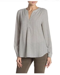 NWT- Joie Peterson B Geo-Print Long Sleeve Blouse, Porcelain Size Small $268 - Picture 1 of 4