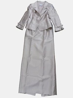 Vtg Rickie Freeman for Teri Jon Nites Pink Silk 2 Pc Suit Blazer Long Skirt 10 - Image 1 of 4