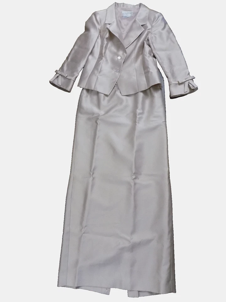 De Colección Rickie Freeman para Teri Jon Nites Rosa Seda 2 Piezas Traje Blazer Falda Larga 10 Foto 1 de 4