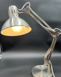 Desk Lamp with Metal Shade 26" Adjustable Brushed Nickel Swing-arm Working - Picture 1 of 12