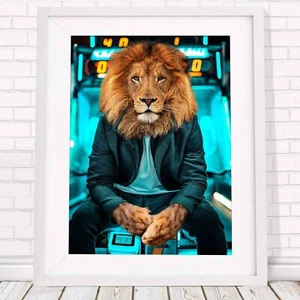 Lion - Urban Jungle Street Wear Animal Poster Picture Print Sizes A5 to A0 - Picture 1 of 14