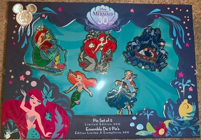 Disney D23 Expo Little Mermaid 2019 30 aniversario Ariel juego de prendedores en caja LE 300 Foto 1 de 4