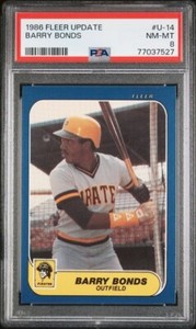 1986 FLEER UPDATE BARRY BONDS ROOKIE just graded PSA 8 sb 9 or 10 +FREE shipping
