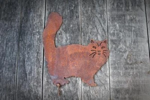 Gartenstecker Edelrost Dicker Kater Tierfigur Katze Gartenfigur Rostdeko - Bild 1 von 3