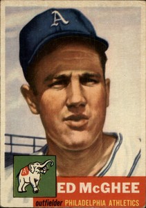 1953 Topps Philadelphia Athletics Baseball Card #195 Ed McGhee RC - VG-EX