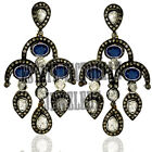 5.55cts Rose Antique Cut Diamond Sapphire Studded Artdeco Estate Earring Jewelry