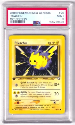 Pikachu First Edition #70 Pokemon Neo Genesis 2000 PSA 9 - Image 1 of 2