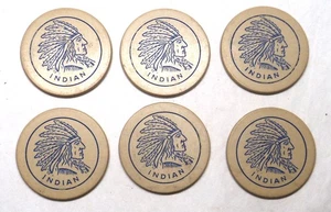 c1920s Indian Chief Clay Poker Chips ~ Set of 6 - Bild 1 von 2