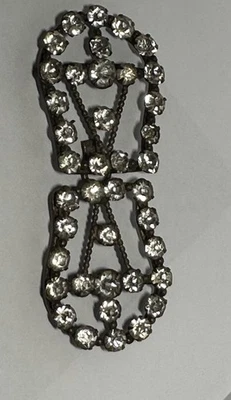 Antiguo Deco Cristal Checo Estrás 2 Piezas Hebilla de Cinturón Foto 1 de 4