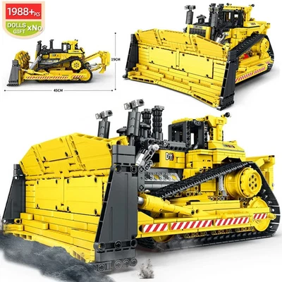 Bulldozer City Construction Vehicle Building Blocks Model Large Crane Truck Toys - Image 1 of 4